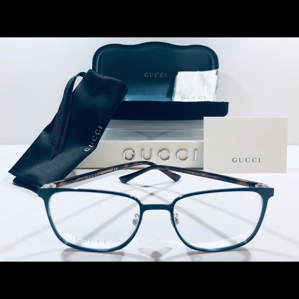 Gucci Men's Eyeglasses Blue w/ Havana Brown Frame